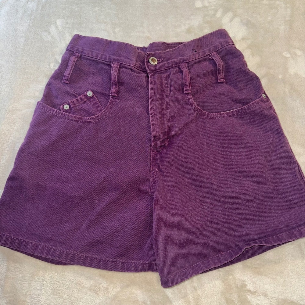 90s Vintage Steel Jeans Purple Denim Shorts High Waisted Cotton Made in USA Sz 5